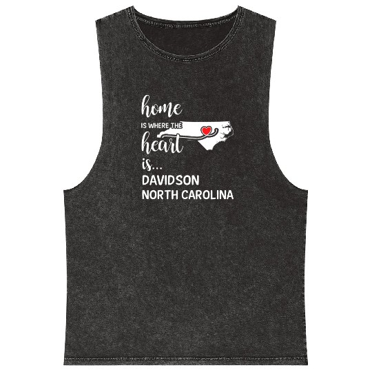 Davidson County North Carolina Is Where My Heart Mineral Wash Tank Tops