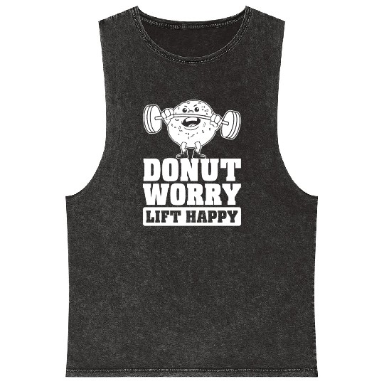 Fitness Donut Funny Donut Gym Mineral Wash Tank Tops