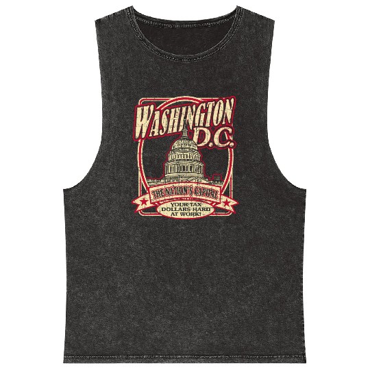 Washington D.C. Souvenir Satire Mineral Wash Tank Tops