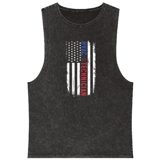 HVAC Technician US American Flag HVAC Mechanic Mineral Wash Tank Tops