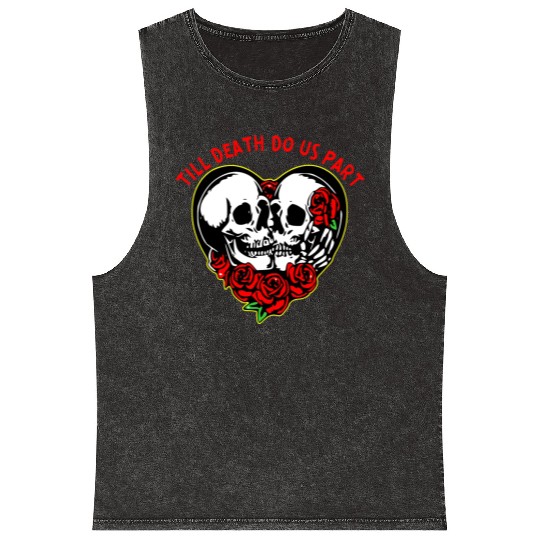 Heart Skulls Till Death Do Us Part © WhiteTigerLLC Mineral Wash Tank Tops