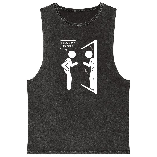 I Love My EX Self Love Myself Heart Funny Person Mineral Wash Tank Tops