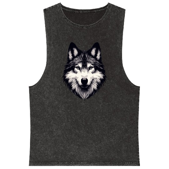 Mystic Alpha Wolf Mineral Wash Tank Tops