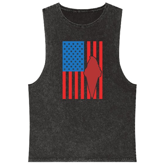 Ice Cream US Flag Mineral Wash Tank Tops