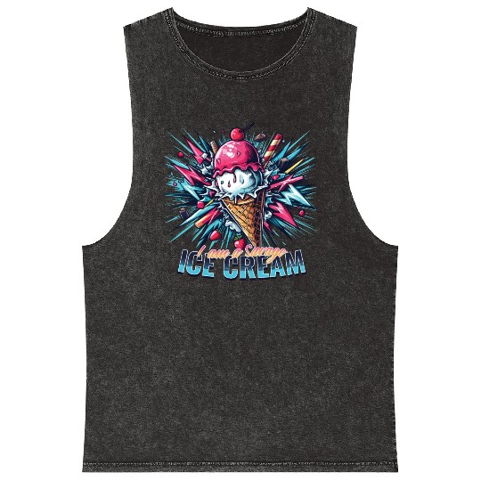 I am a savage ice cream, blue pink colorful Mineral Wash Tank Tops