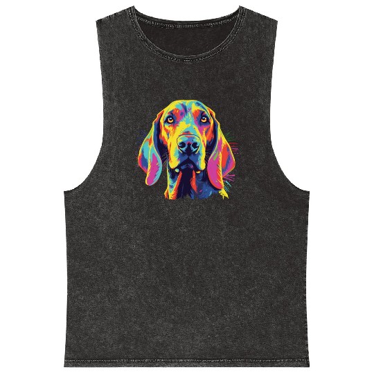 Watercolor Colorful American English Coonhound Mineral Wash Tank Tops