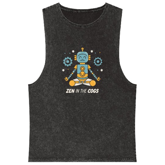Yoga Robot: Zen in the Cogs Mineral Wash Tank Tops