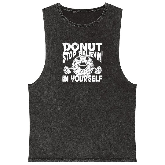 Fitness Donut Funny Donut Gym Mineral Wash Tank Tops
