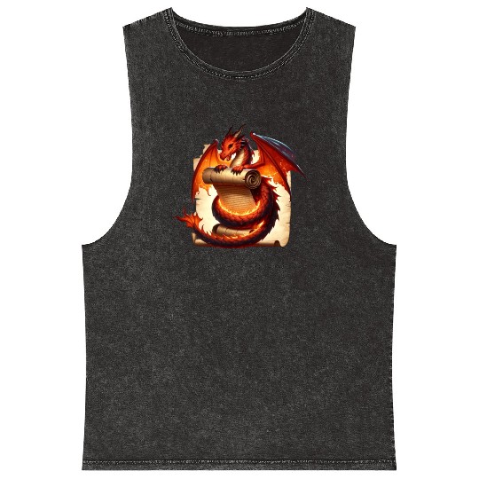 Fantasy Creature Papyrus Scroll Dungeon Dragon Mineral Wash Tank Tops