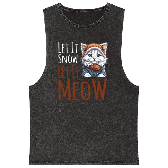 Let It Snow Let It Meow Mineral Wash Tank Tops