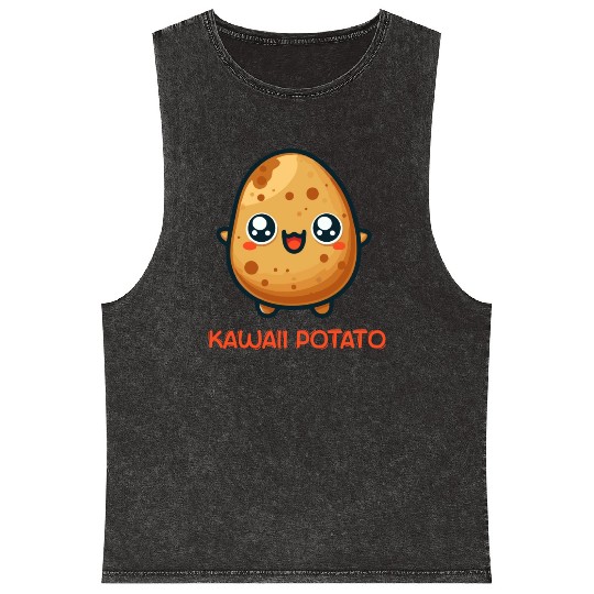 Cute kawaii potato Mineral Wash Tank Tops