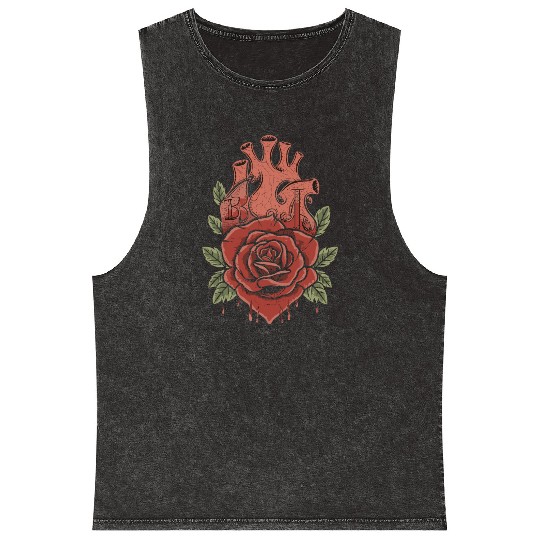 Bloody Rose Gothic Valentines day Mineral Wash Tank Tops
