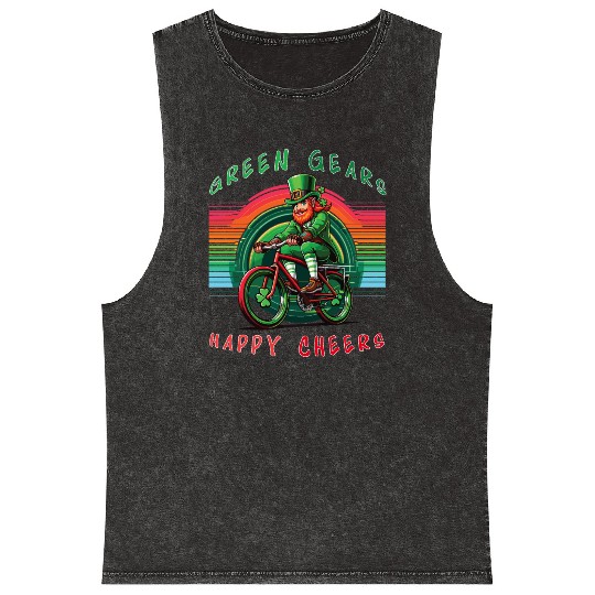 Green Gears, Happy Cheers Saint Patrick's Day 2024 Mineral Wash Tank Tops