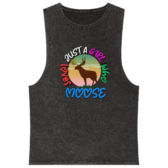 just a girl who loves moose Mineral Wash Tank Tops