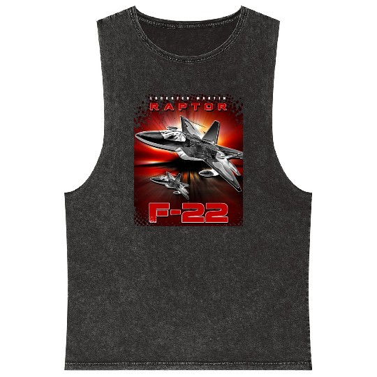 F-22 Raptor Fighterjet Us Air Force Warbird Mineral Wash Tank Tops