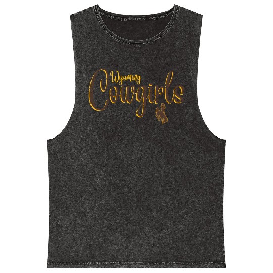 Wyoming Cow 'S Floral Script Mineral Wash Tank Tops