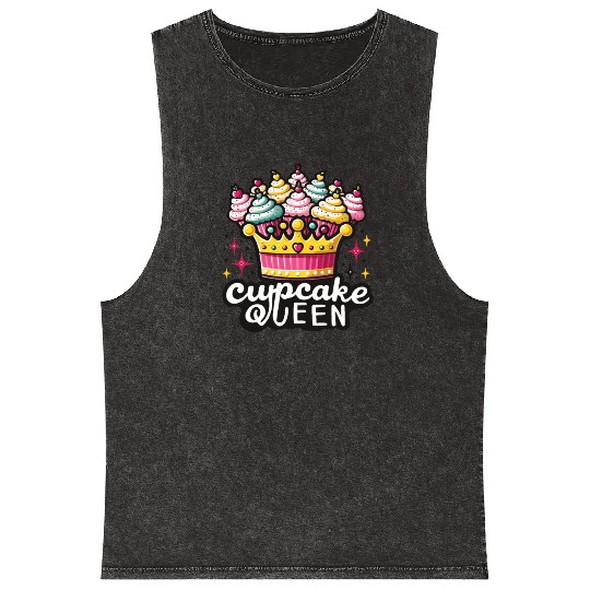 Cupcake Queen Delicious Bakery Muffin Mineral Wash Tank Tops