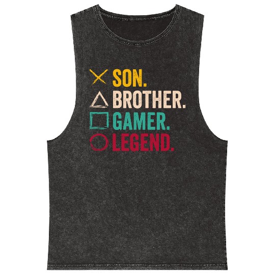 Son Brother Gaming Legend For Gamer Mineral Wash Tank Tops