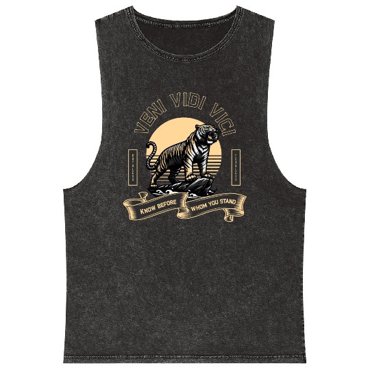 Veni Vidi Vici Wild Tiger Mineral Wash Tank Tops