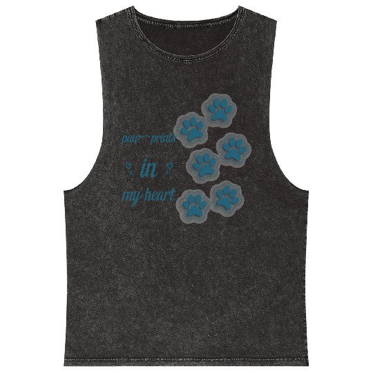paw prints in my heart Mineral Wash Tank Tops