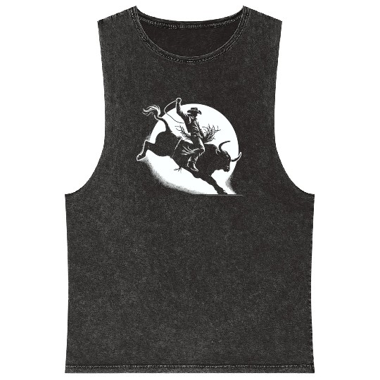 Rodeo Bull Riding Livestock Show Farmer Cattle Mineral Wash Tank Tops