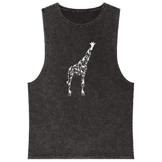 Giraffe Wildlife Africa Giraffes Silhouette Mineral Wash Tank Tops