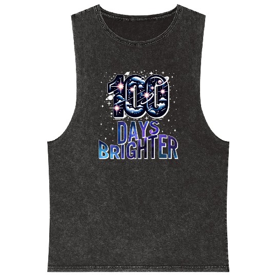 School Mineral Wash Tank Tops, 100 Days Brighter Stars Galaxy