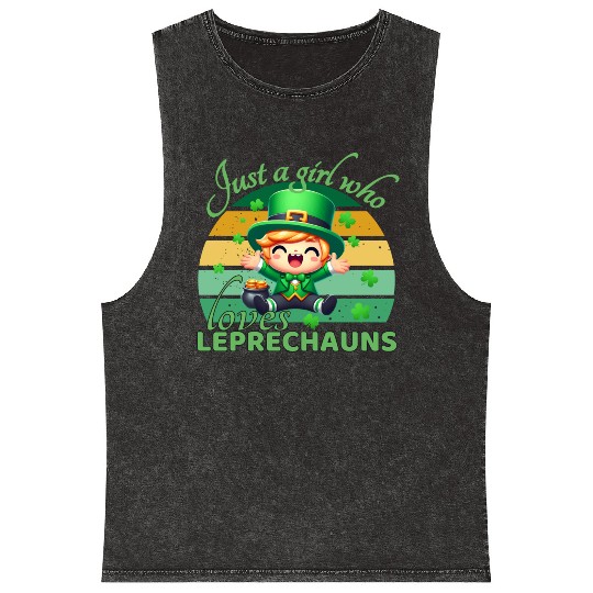 Just A Girl Who Loves Leprechauns Mineral Wash Tank Tops