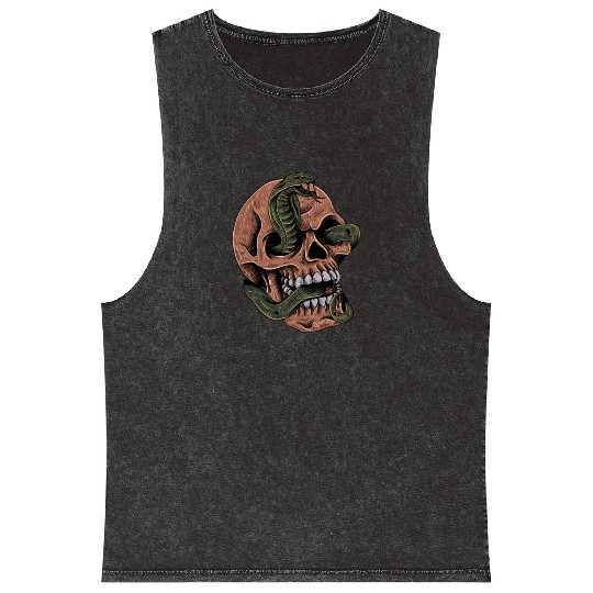 Gothic animal skull Mineral Wash Tank Tops