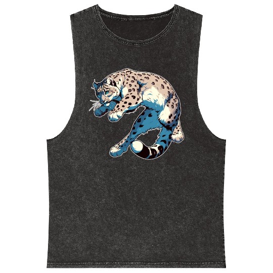 Snow Leopard Leopard White Leopard Mineral Wash Tank Tops