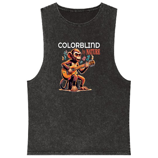 Colorblind by Nature, Melodic Monkey Strums Mineral Wash Tank Tops