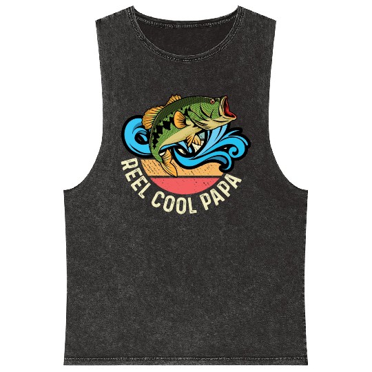 Reel Cool Papa Fishing Captain Gift Mineral Wash Tank Tops