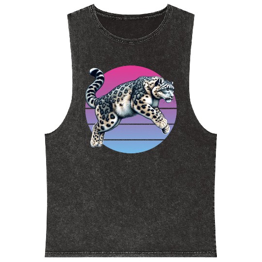 Snow Leopard Leopard White Leopard Mineral Wash Tank Tops