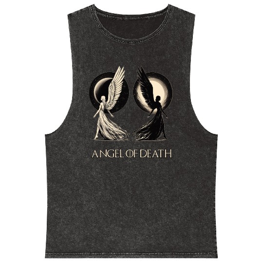 Angel of Death - Sun And Moon Mystical Artwork Mineral Wash Tank Tops