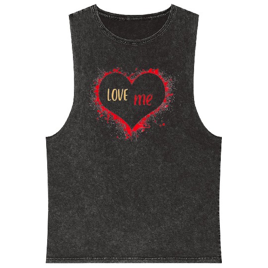 Red Yellow Illustrated Love Me Mineral Wash Tank Tops removebg
