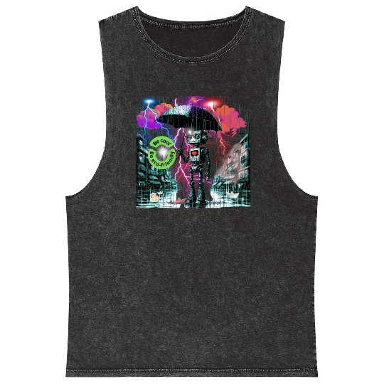 "Rainy Day Resilience: Eco-Friendly Robot" 2 Mineral Wash Tank Tops
