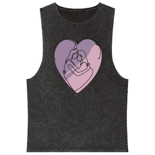 Minimalist Silhouette of Lesbians in Heart Mineral Wash Tank Tops
