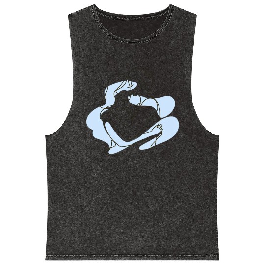 Abstract Line Art Lesbian Couple Mineral Wash Tank Tops