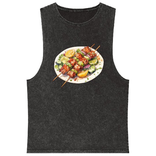 Greek Chicken Souvlaki Mineral Wash Tank Tops