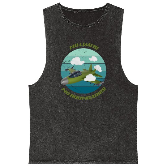 No Limits No Boundaries Jet Design Mineral Wash Tank Tops