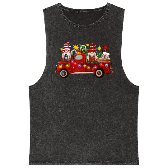 Three Gnomes In Red Truck Mineral Wash Tank Tops
