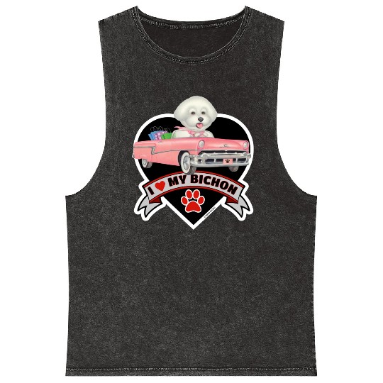 A cute I love my Bichon Frise Dog Mineral Wash Tank Tops