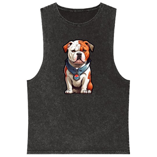 English Bulldog Stickers Mineral Wash Tank Tops