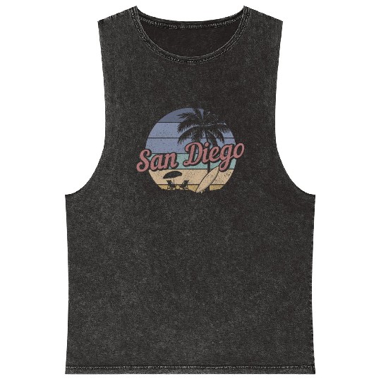 San Diego California Vintage Souvenir Mineral Wash Tank Tops