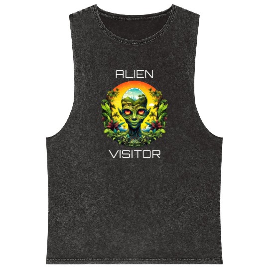 Alien Visitor Mineral Wash Tank Tops