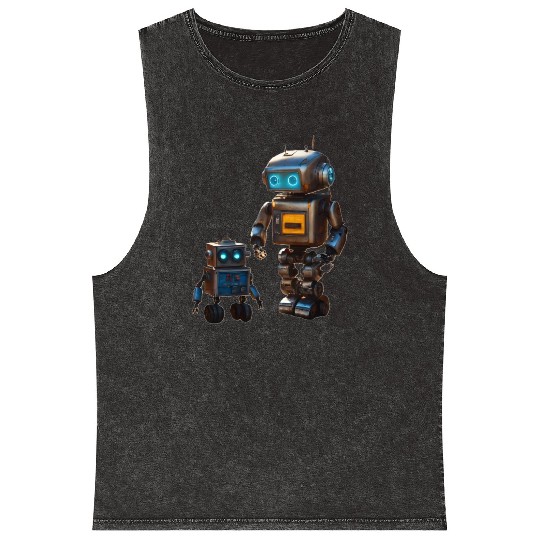 Two robot friends Mineral Wash Tank Tops