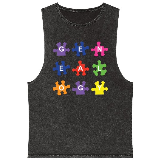 Genealogy Jigsaw Puzzle Pieces Mineral Wash Tank Tops