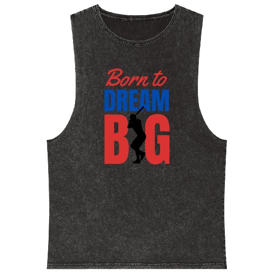 Red and Blue baseball Typography Mineral Wash Tank Tops 2