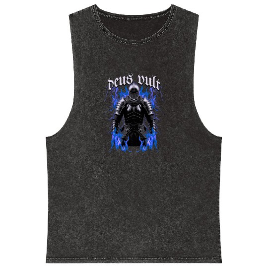 Deus Vult Historical Knight Mineral Wash Tank Tops