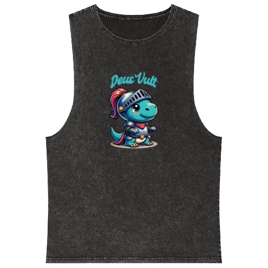 Deus Vult Historical Knight Dragon Mineral Wash Tank Tops